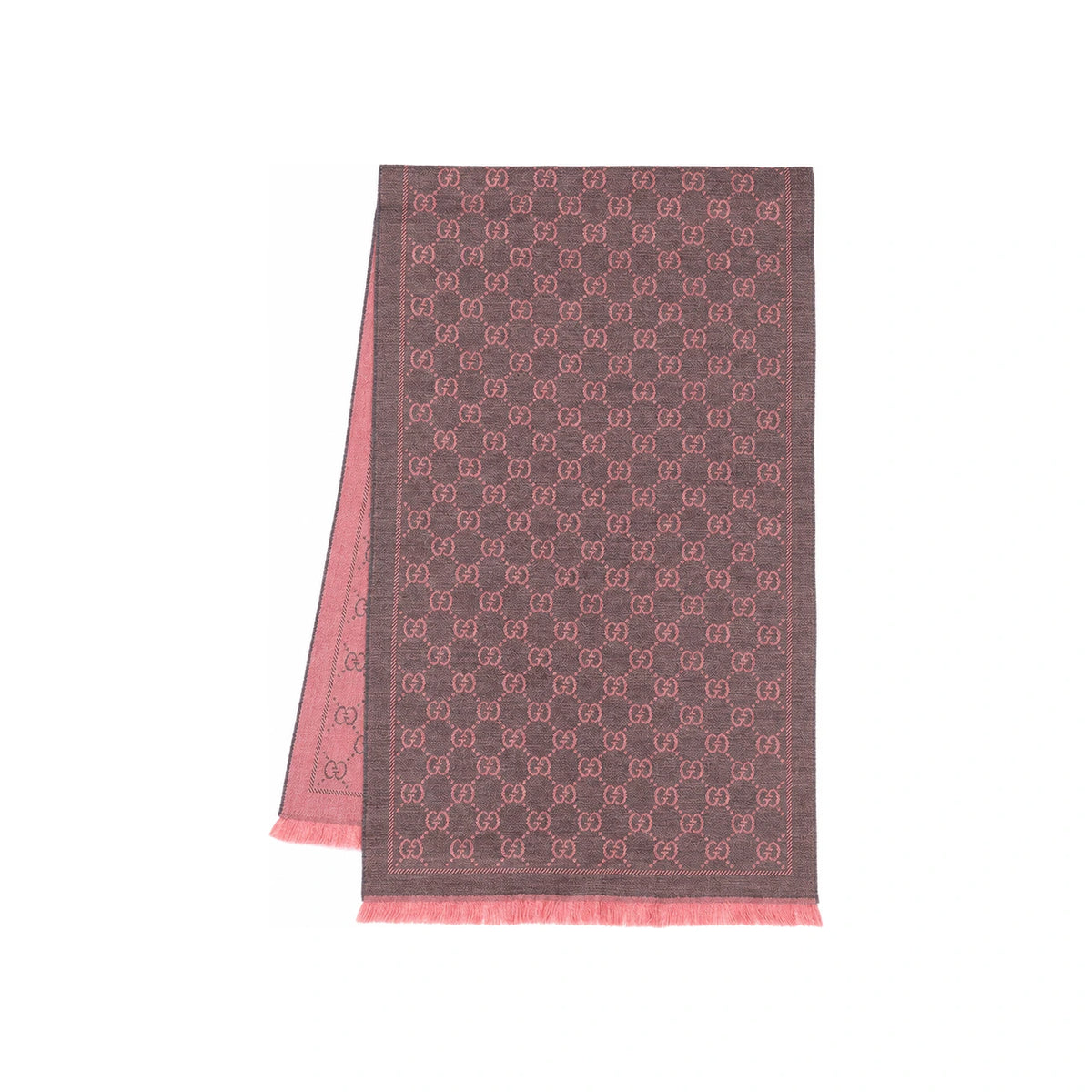 GUCCI Unisex GG Jacquard Scarf Grey Wool Scarf