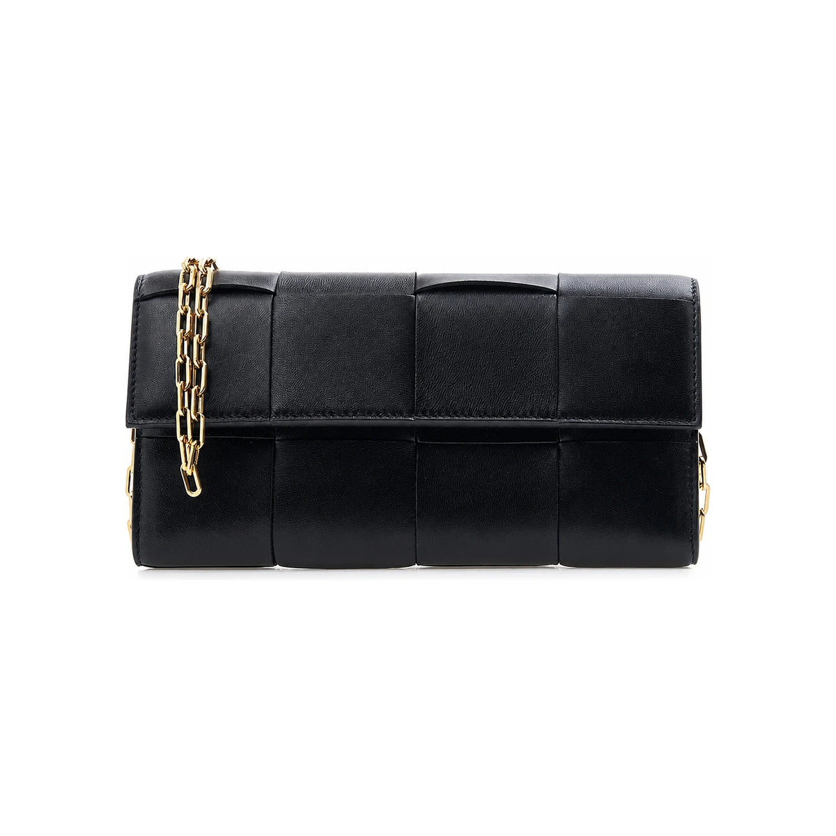 Bottega Veneta Black Intrecciato Chain Shoulder Bag