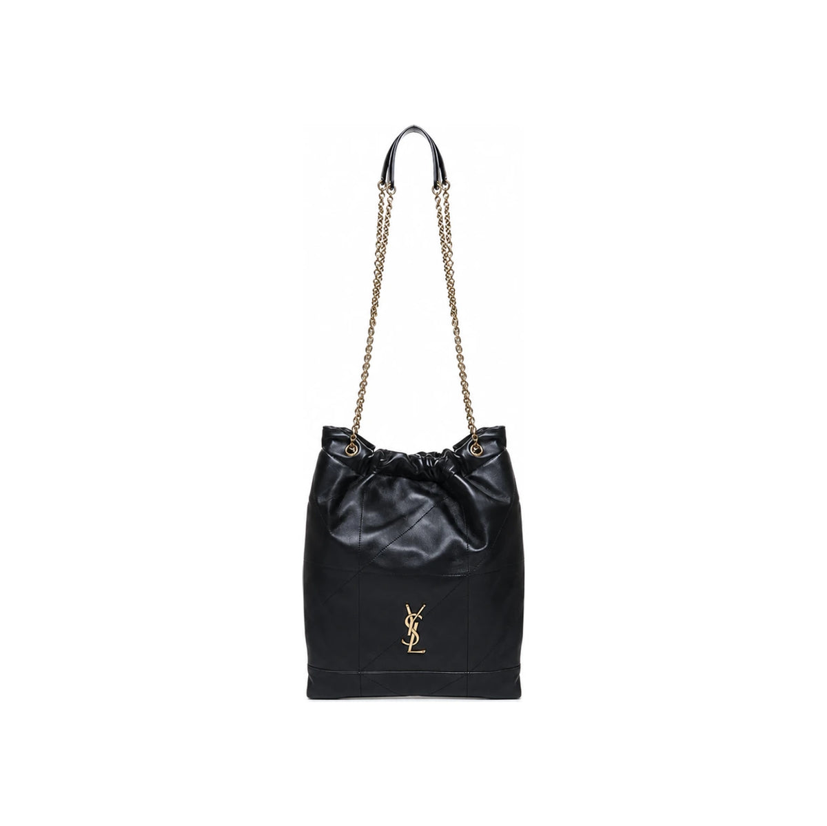 Saint Laurent Quilted Drawstring Chain Shoulder Bag Black Leat 781666 AAB32 1000