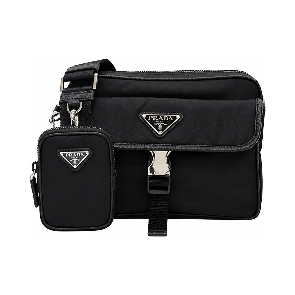 PRADA Re-Nylon Saffiano Triangle Logo Men's Crossbody Bag
