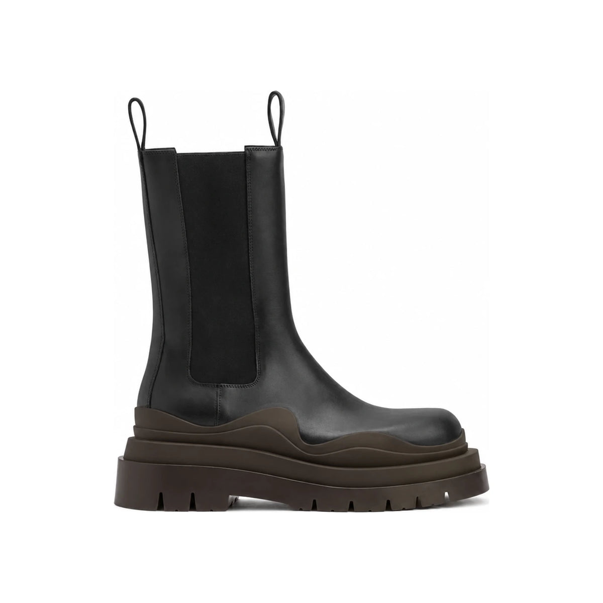 Bottega Veneta Tire Chelsea Leather Mid Boots Black Men