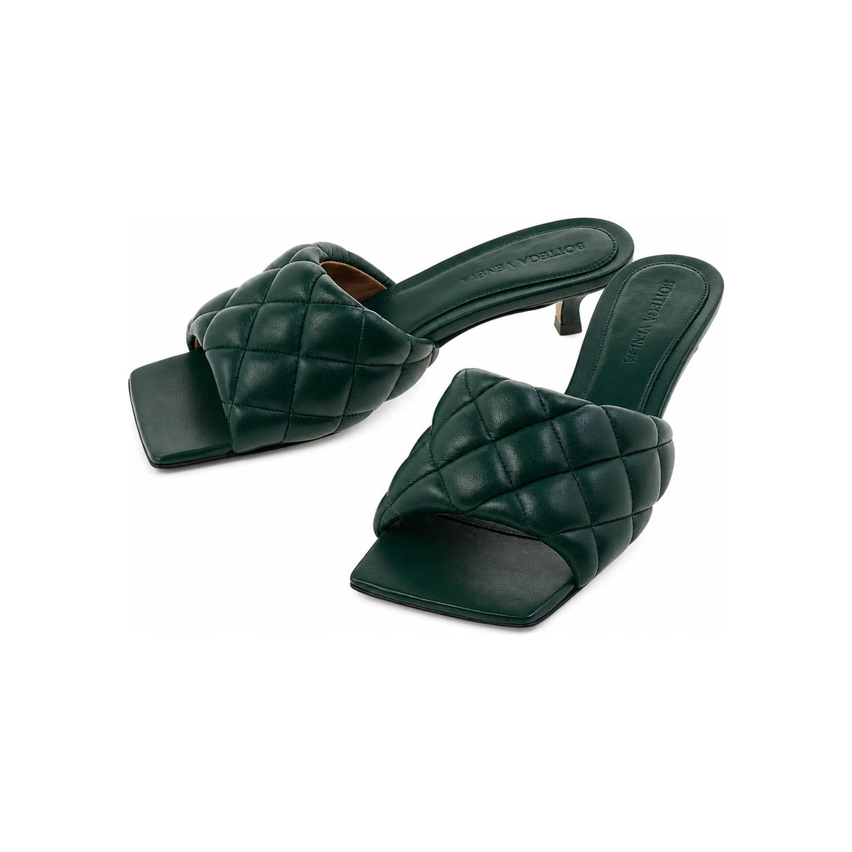 Bottega Veneta Padded Mule Sandals Women Green Leather