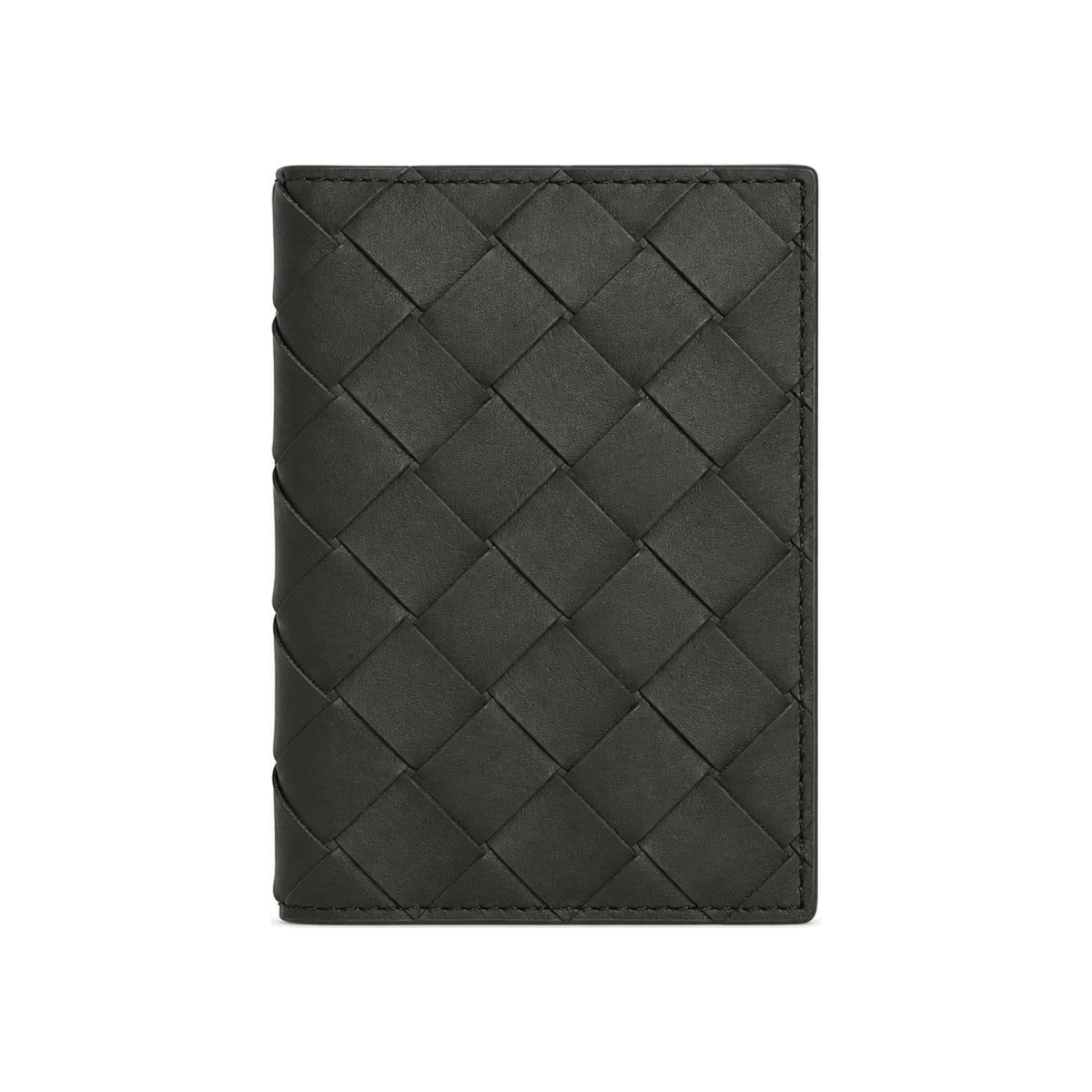 Bottega Veneta Dark Green Intrecciato Leather Flap Card Case