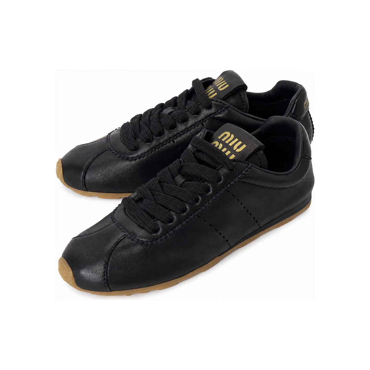 Miu Miu Plume Leather Low-Top Sneakers Unisex 5E114E 038 F0002