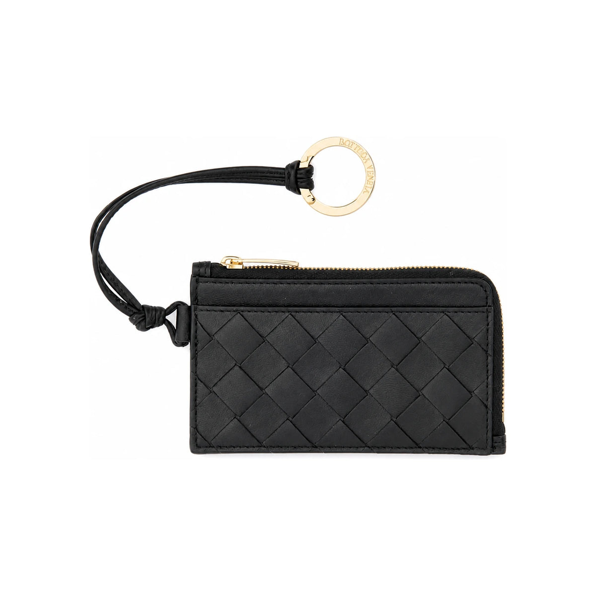 Bottega Veneta Intrecciato Zip Card Holder Black