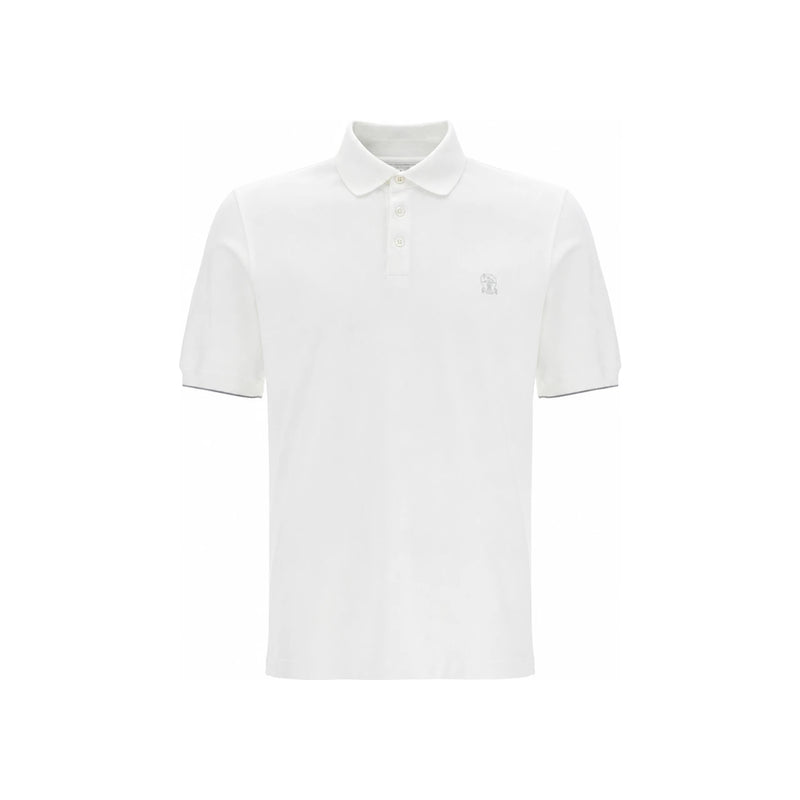 Brunello Cucinelli White Printed Polo T-Shirt Men’s ME8548788 CK640