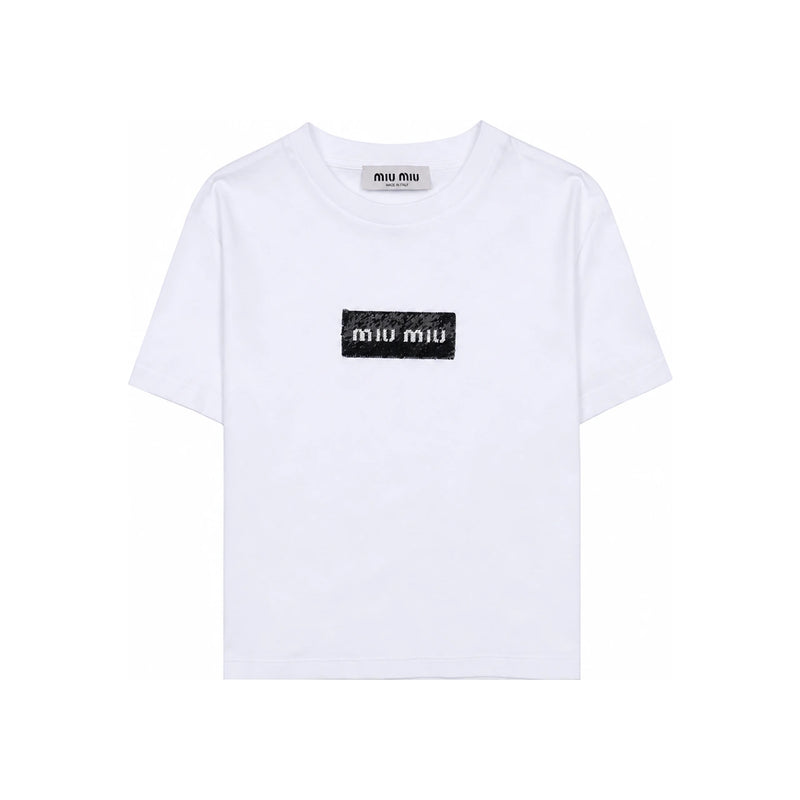 Miu Miu Cotton Jersey Short Sleeve T-Shirt MJN495 14AT F0009