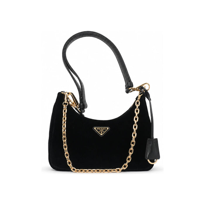 PRADA Re-Edition Velvet Mini Shoulder Bag Black