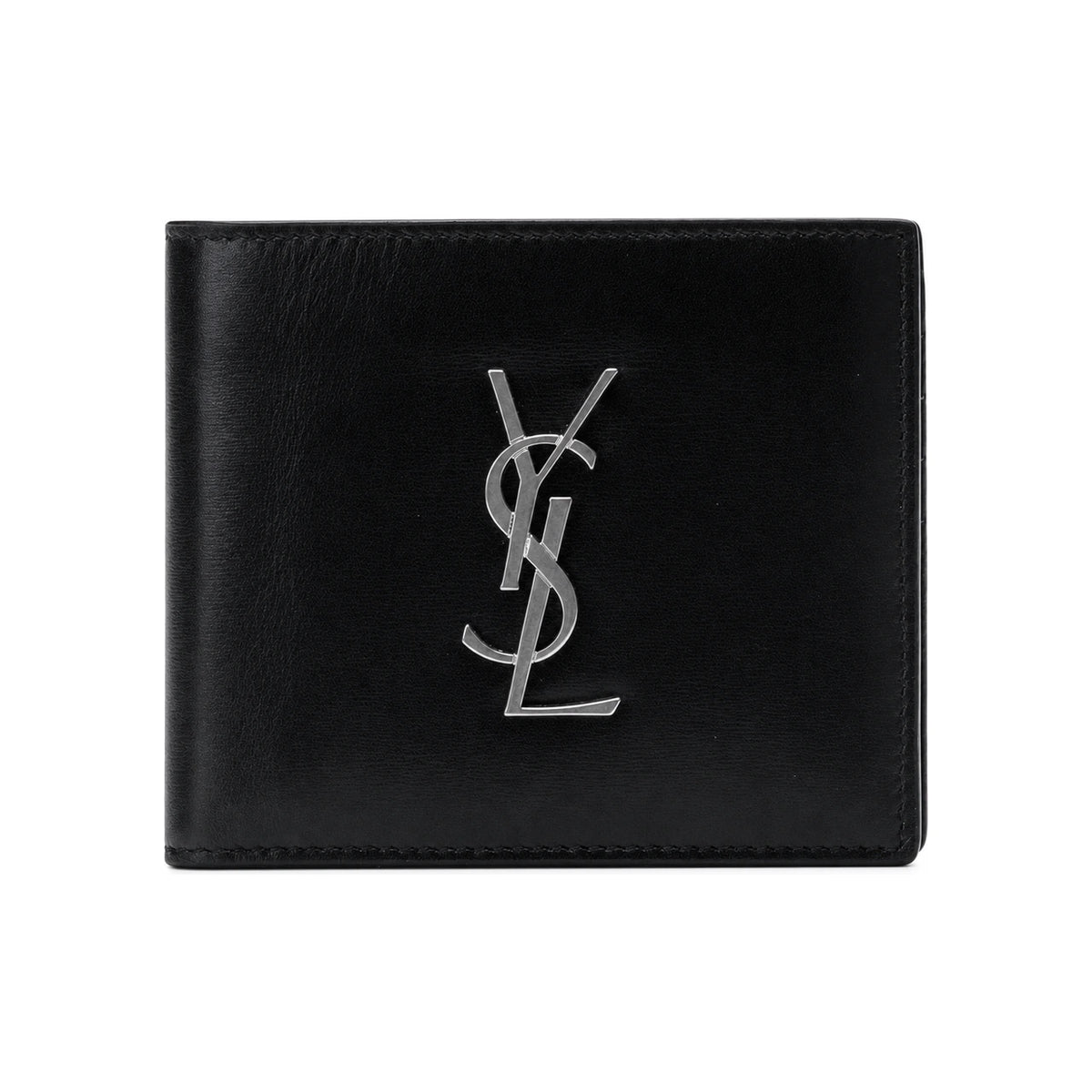 Saint Laurent Monogram East-West Leather Compact Wallet Black