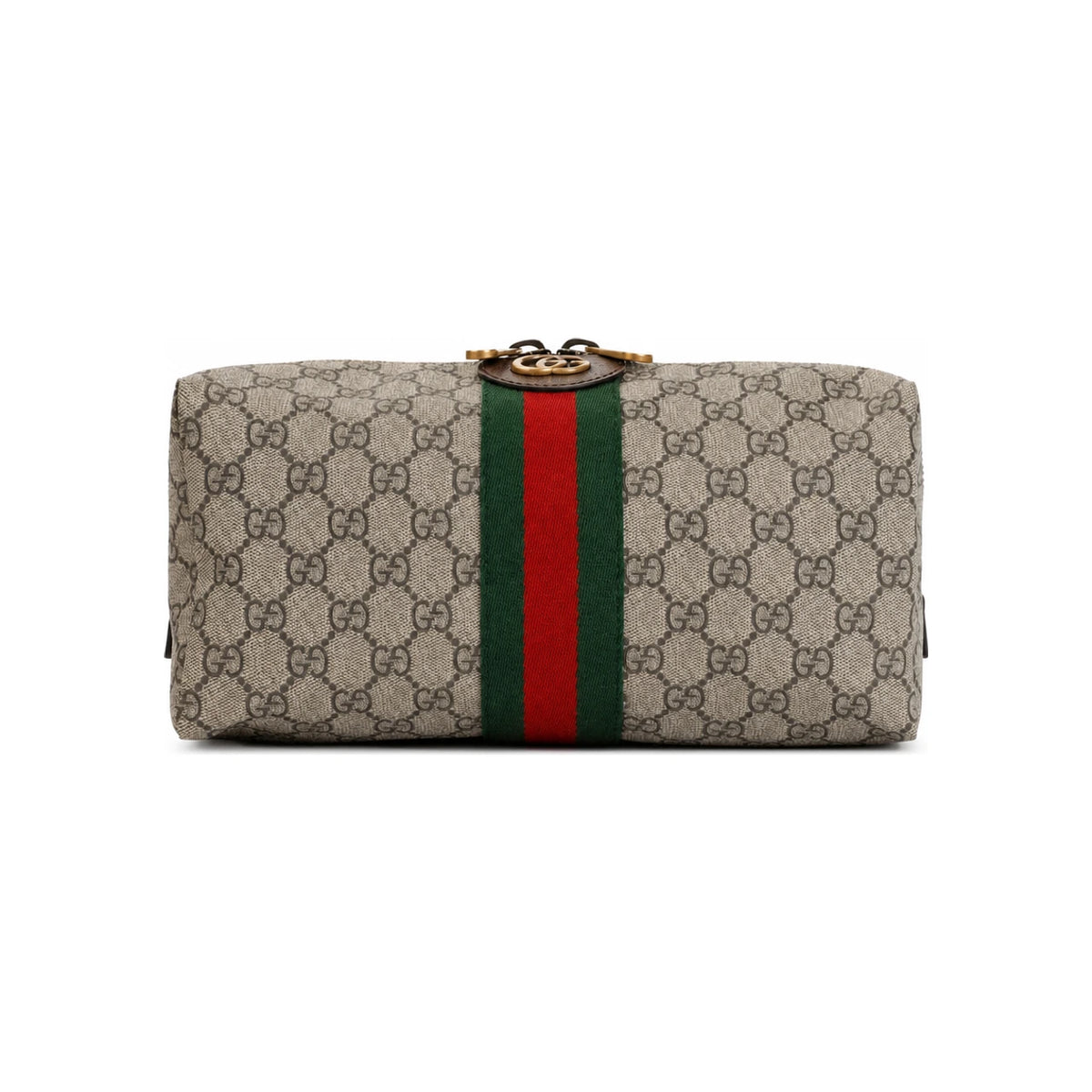 GUCCI Ophidia GG Brown Coated Canvas Zip Pouch Clutch