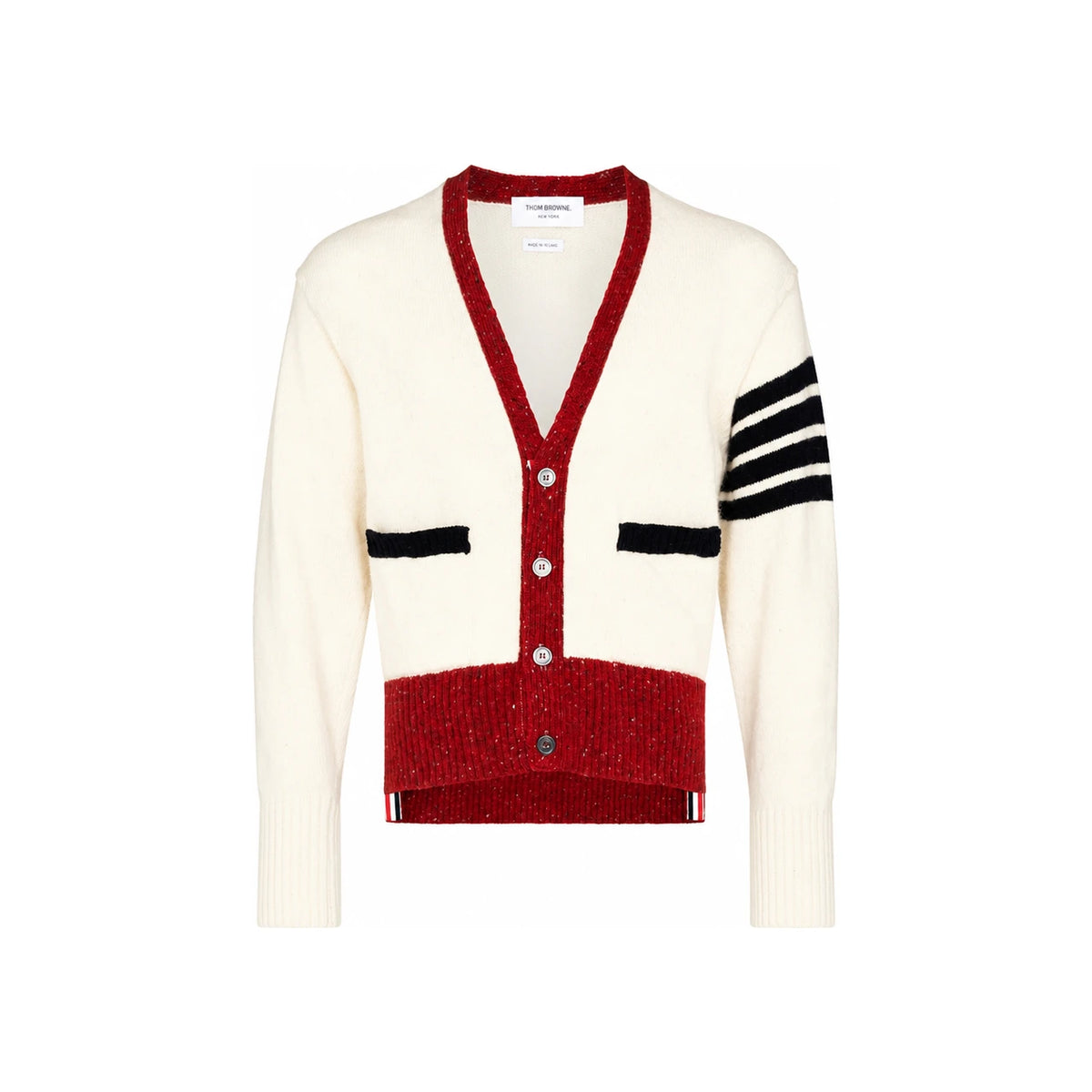 THOM BROWNE Diagonal Stripe V-Neck Mohair Cardigan MKC367A Y1502 100