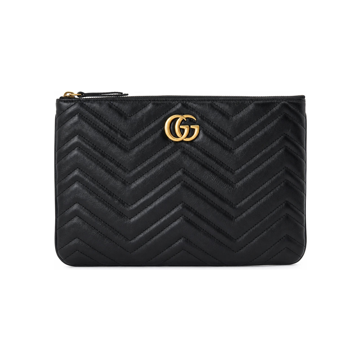 GUCCI Black GG Marmont Matelassé Leather Clutch