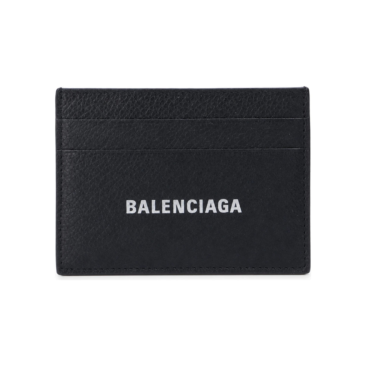BALENCIAGA Everyday Logo Card Holder Unisex Black Leather