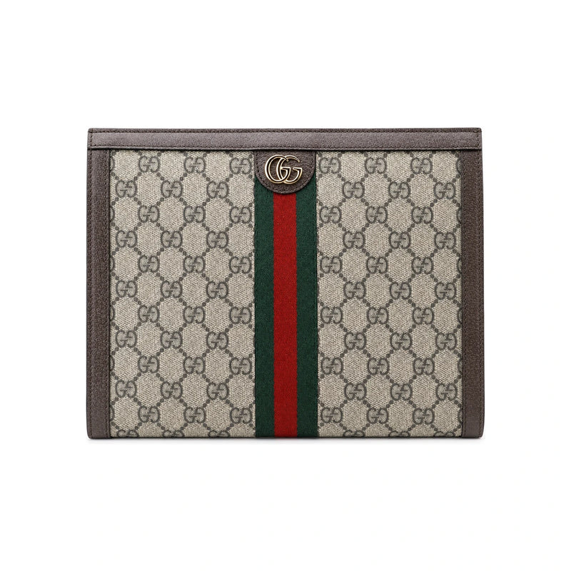 GUCCI Ophidia GG Beige Ebony Canvas Unisex Clutch Bag