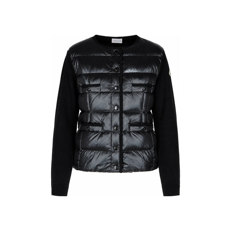 Moncler Logo Knit Mix Down Puffer Jacket for Women 093 9B000 25 M1131 999