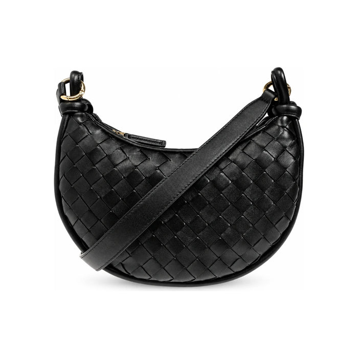 Bottega Veneta Black Leather Gemelli Messenger Shoulder Bag