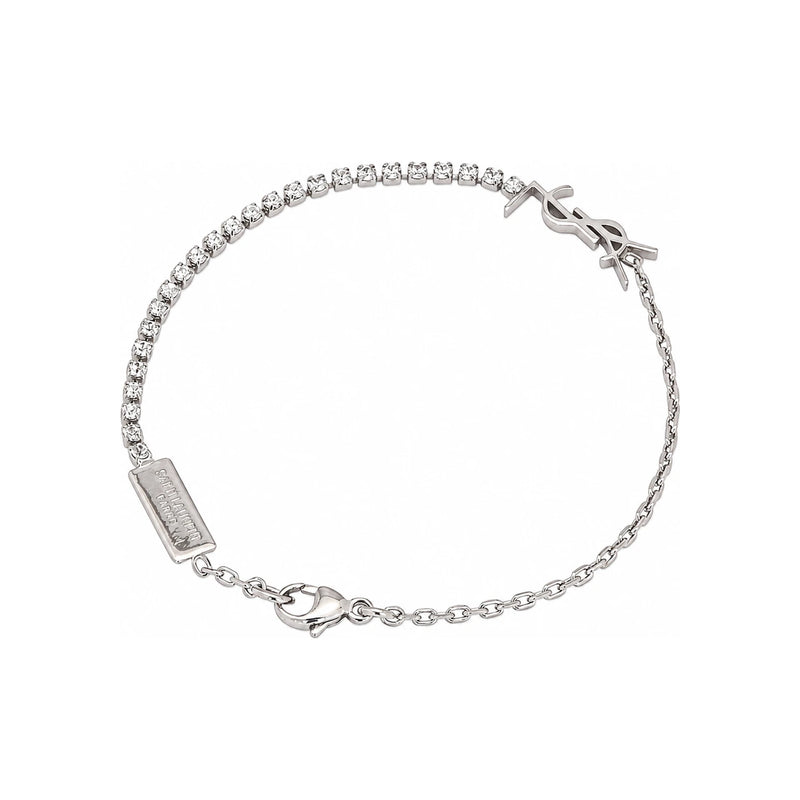 Saint Laurent YSL Cassandre Logo Rhinestone Bracelet