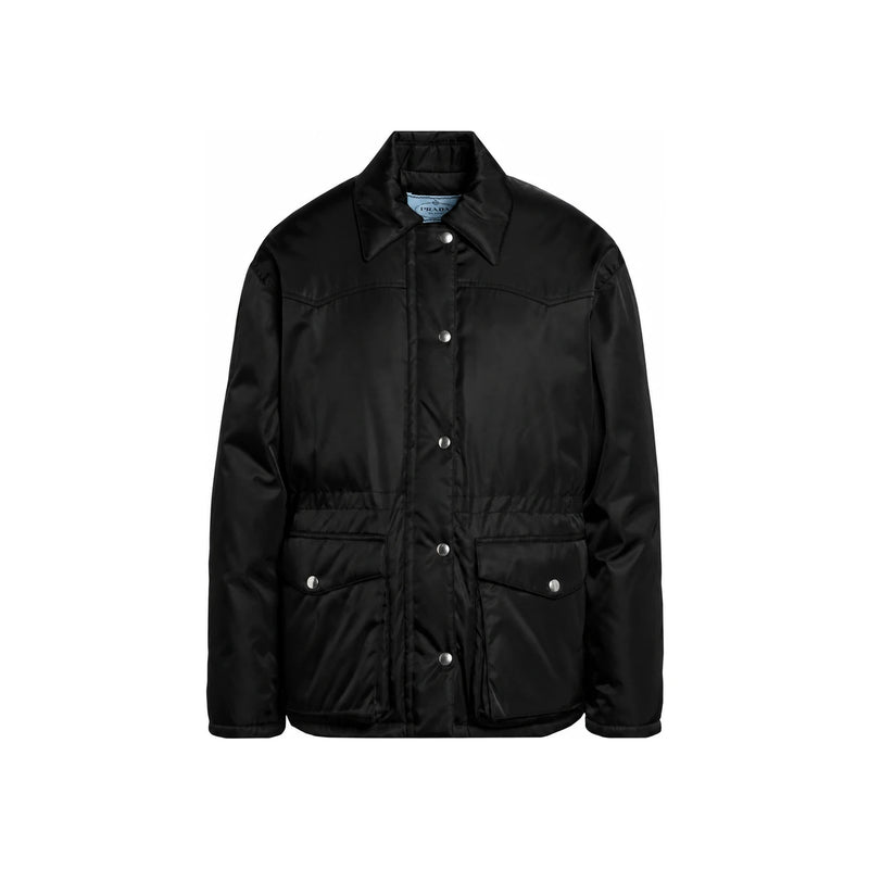 PRADA Black Goose Down Puffer Jacket with Triangle Logo 29C182 1WQ8 F0002