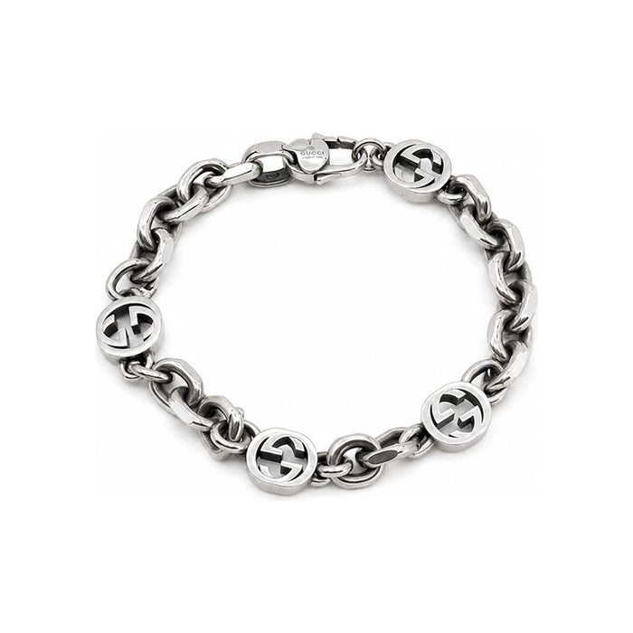 GUCCI Interlocking Vintage Silver Bracelet 620798 J8400 0811
