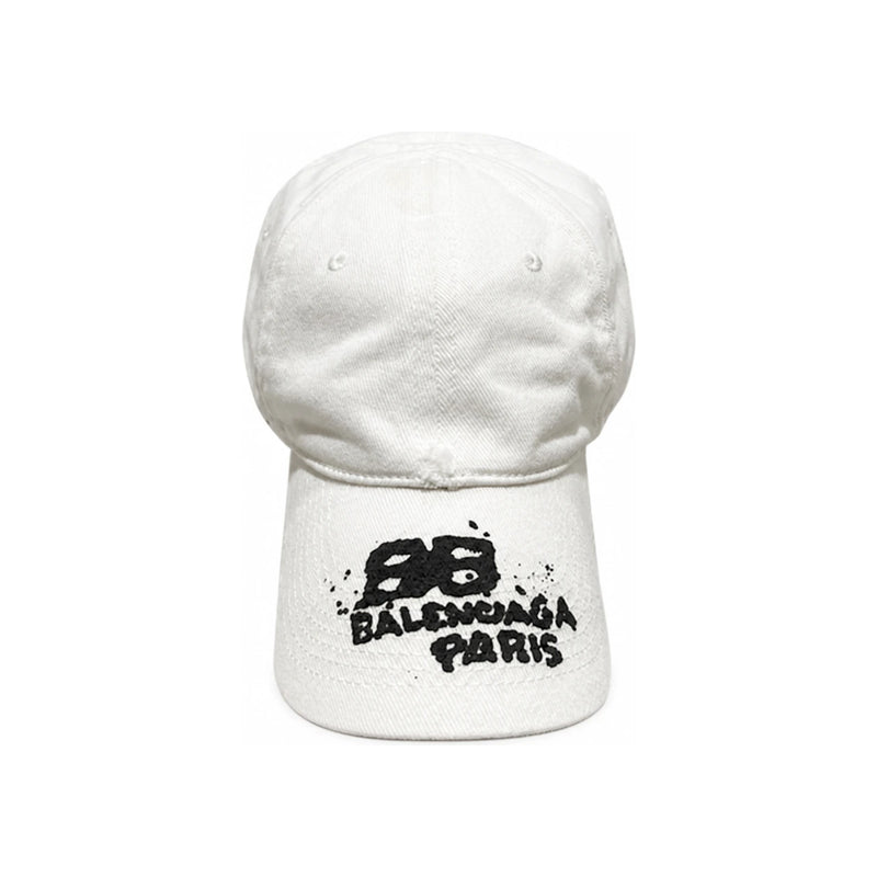 BALENCIAGA BB Icon Logo Cotton Baseball Cap White Unisex