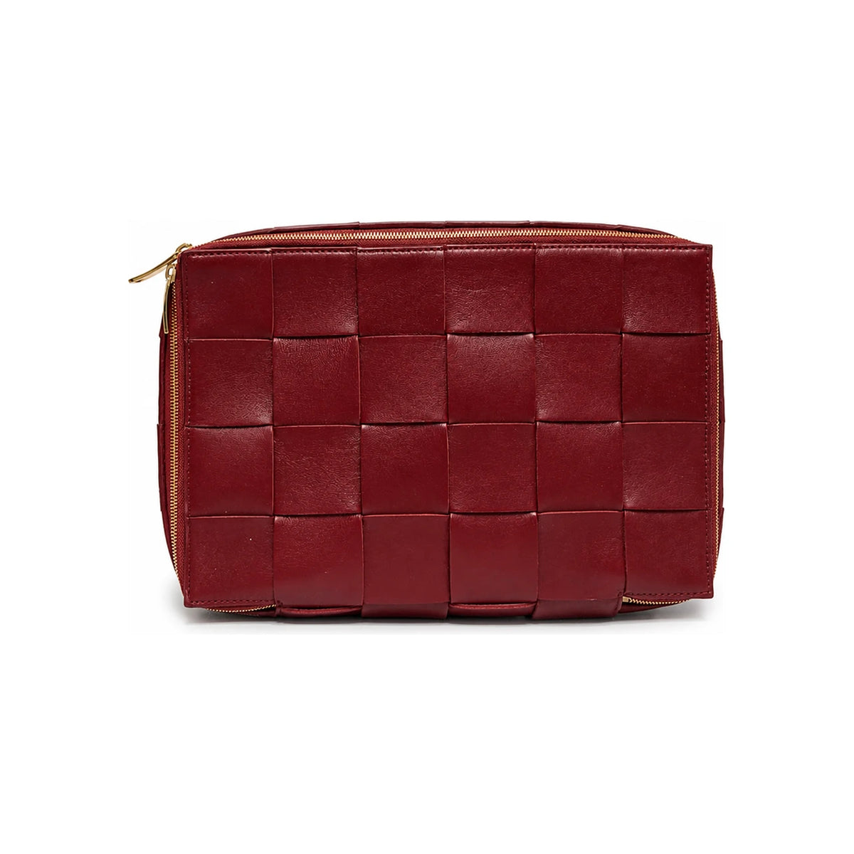 Bottega Veneta Dark Red Leather Travel Case Clutch
