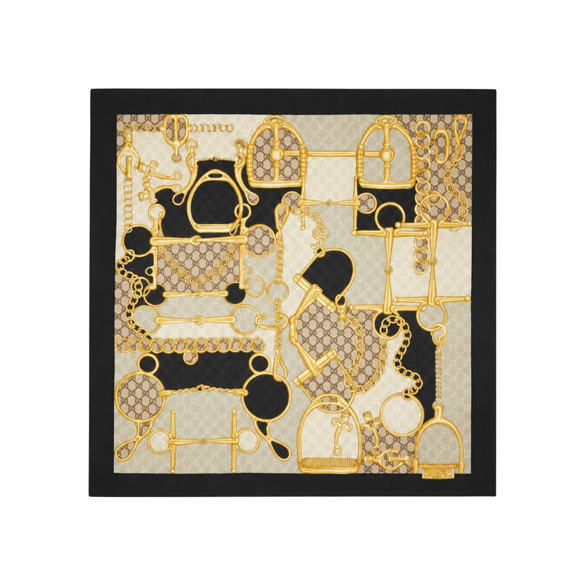GUCCI GG Horsebit Silk Scarf 764655 3G001 1079