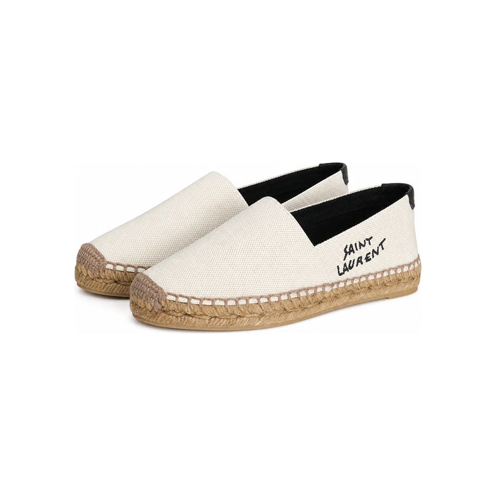 Saint Laurent Canvas Espadrille Slip-On Sneakers Ecru