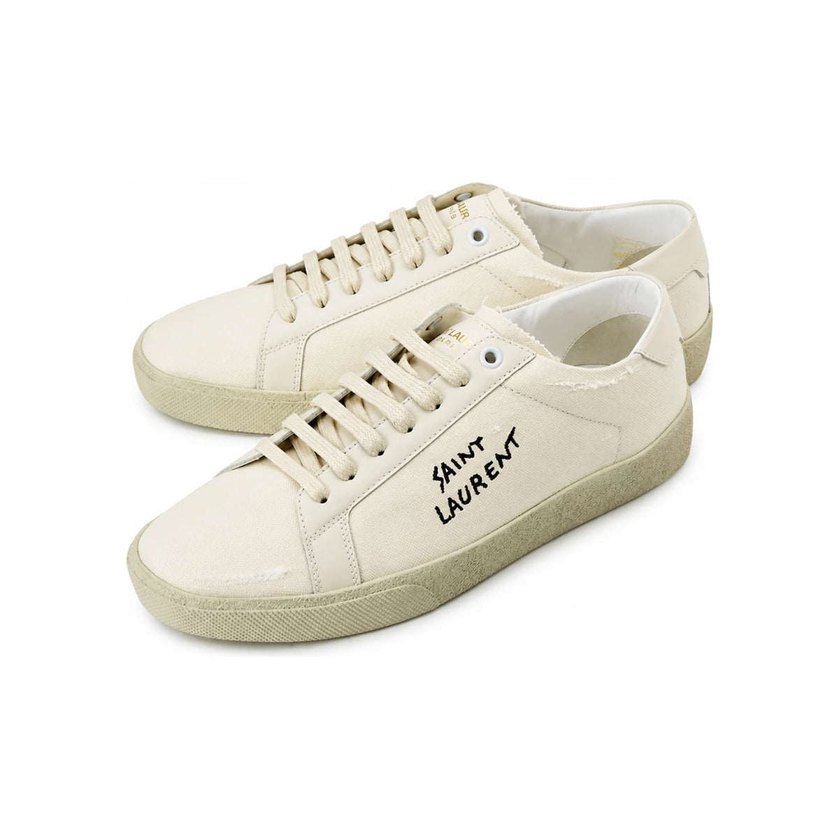 Saint Laurent Logo Embroidered Classic Low-Top Sneakers White
