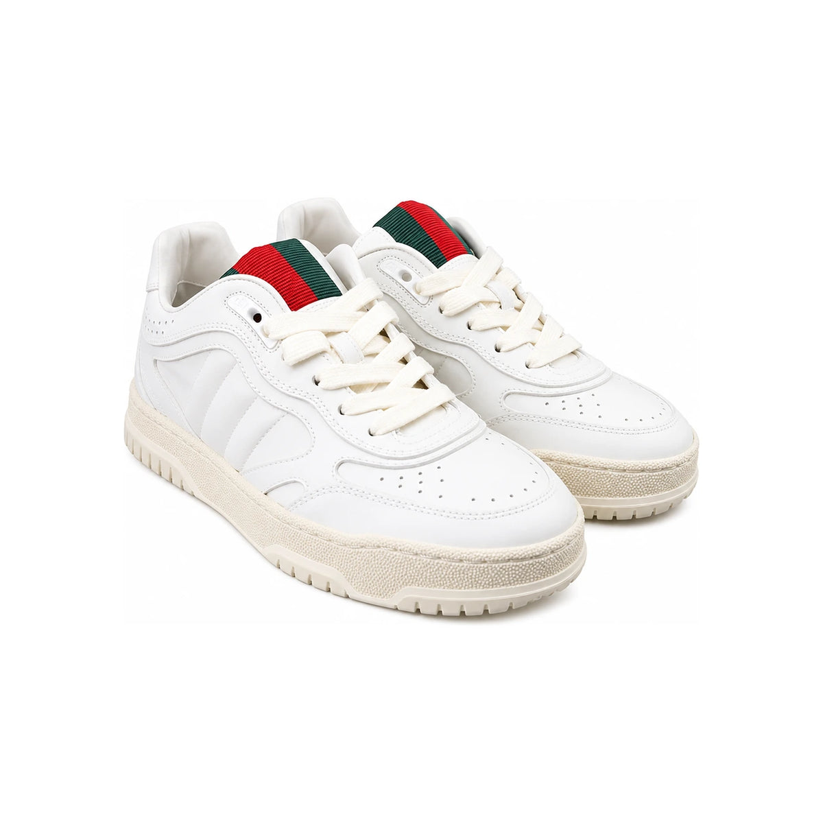 GUCCI White Leather Low Top Sneakers