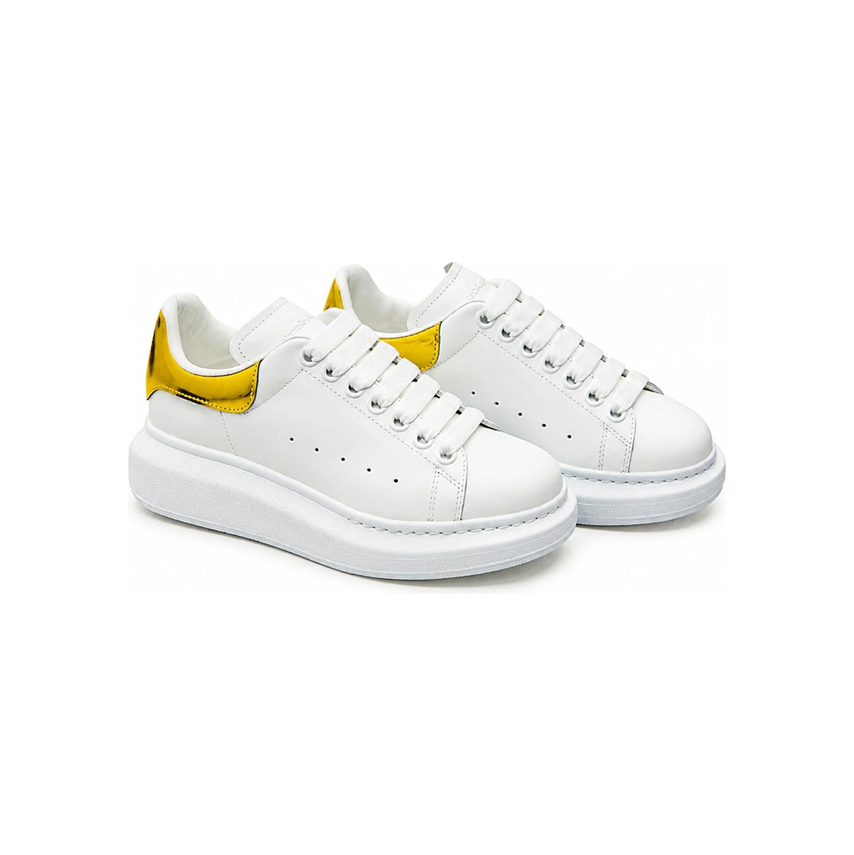 Alexander Mcqueen Women's Oversized Metallic Gold Tab Low-Top 676702 WICGG 9429