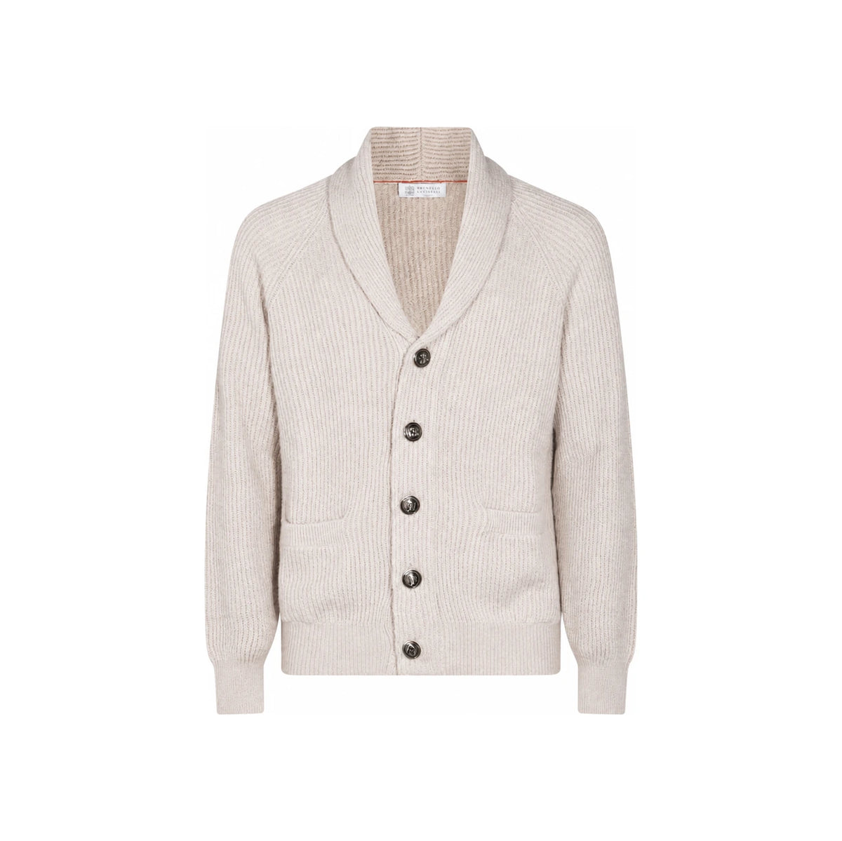 Brunello Cucinelli Beige Ribbed Knit Cardigan for Men MNI708606 C2438