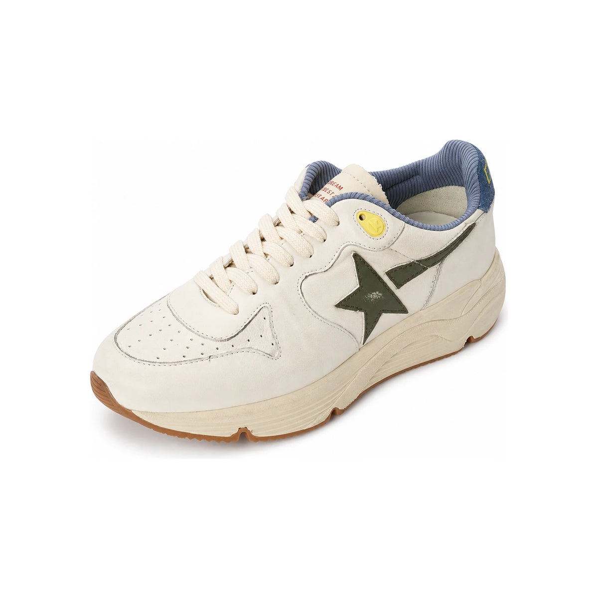 GOLDEN GOOSE White Green Star Patch Men’s Running Sneakers Low Top