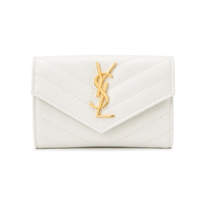 Saint Laurent Cream Monogram Flap Small Wallet for Women