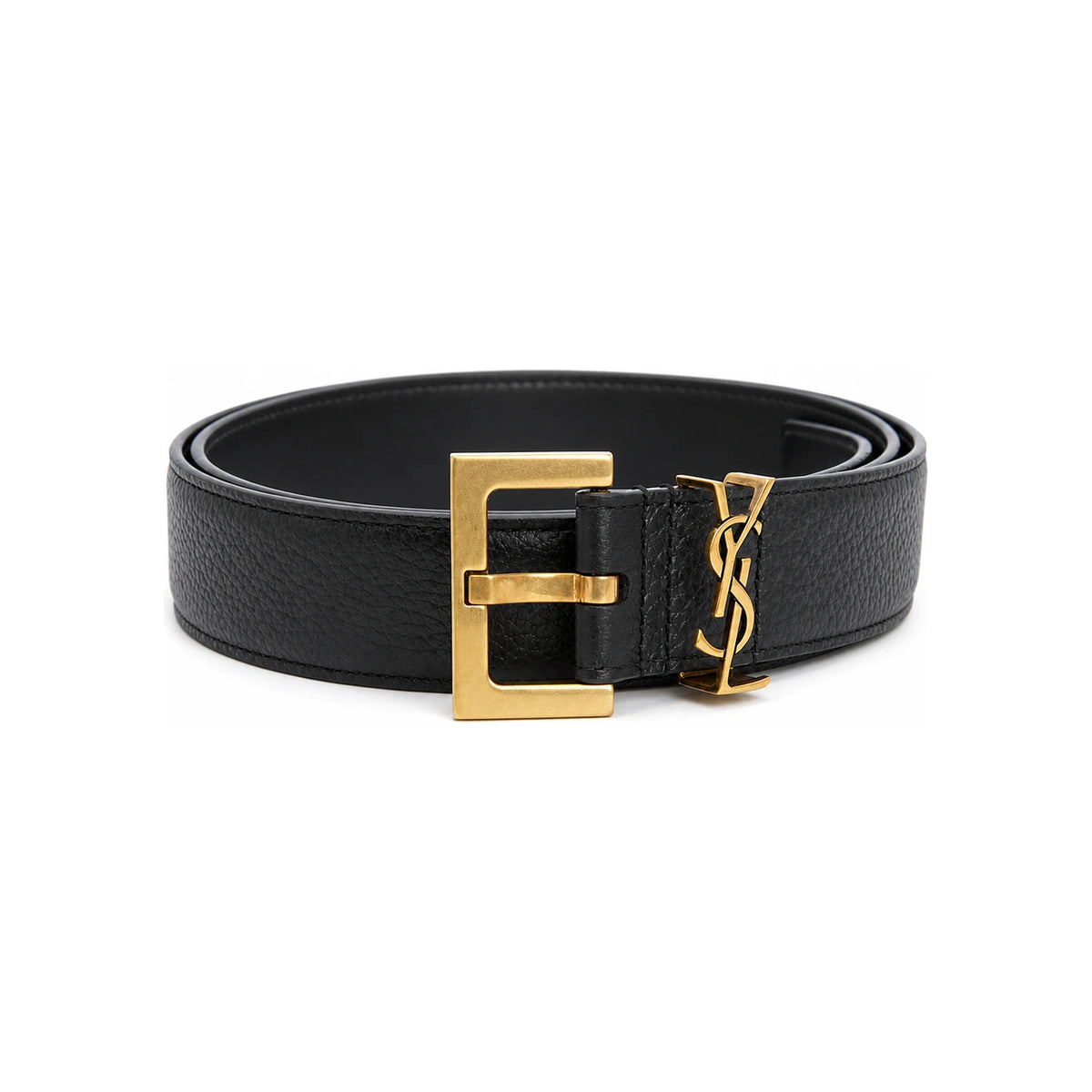 Saint Laurent Monogram Leather Men's Belt Black