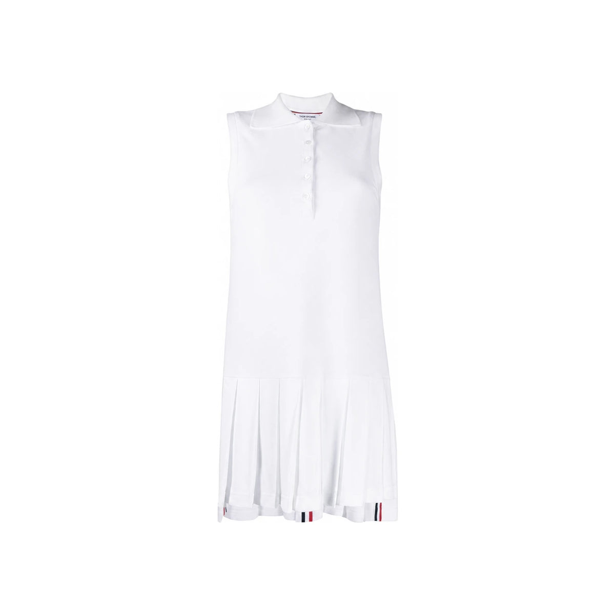 THOM BROWNE White Striped Drop Back Polo Dress Women