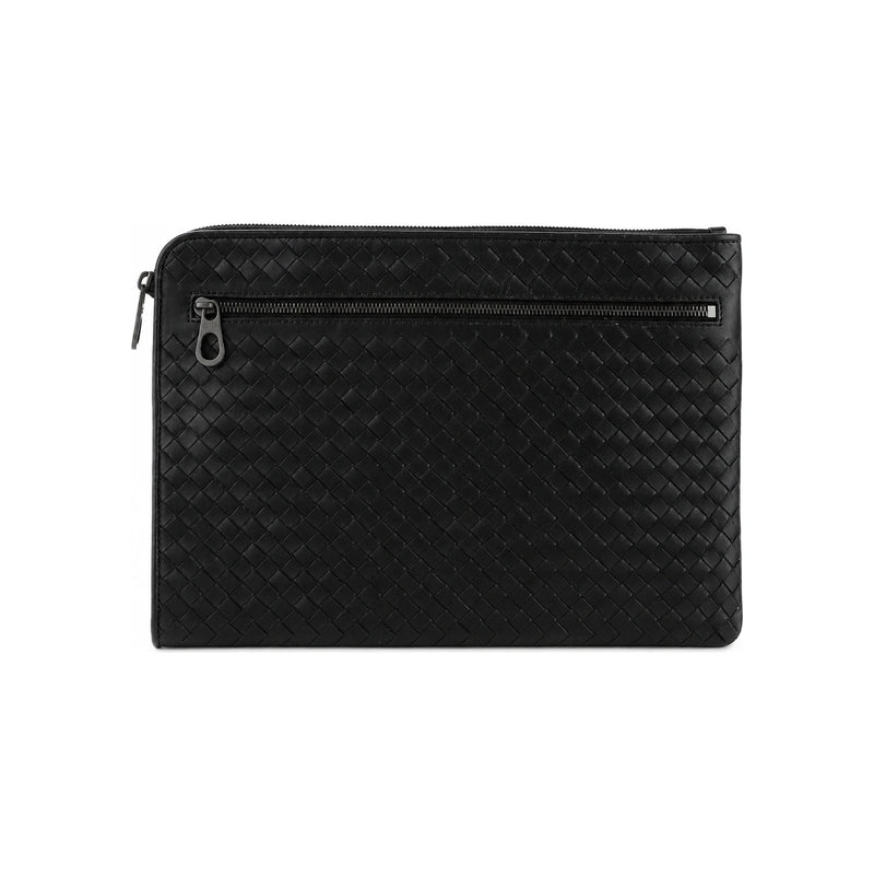 Bottega Veneta Black Intrecciato Leather Document Clutch Bag