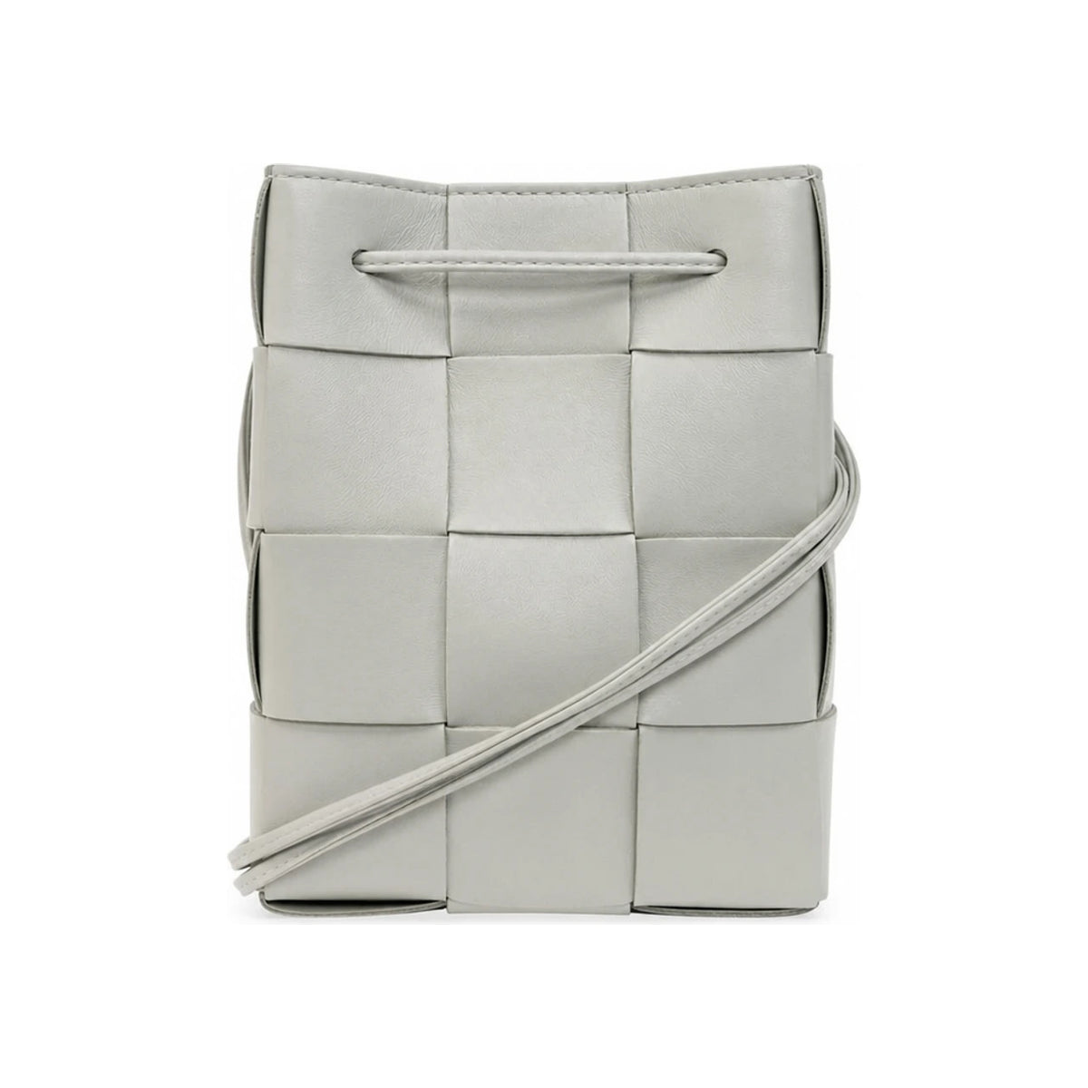Bottega Veneta Cassette Intrecciato Leather Shoulder Bag Gray