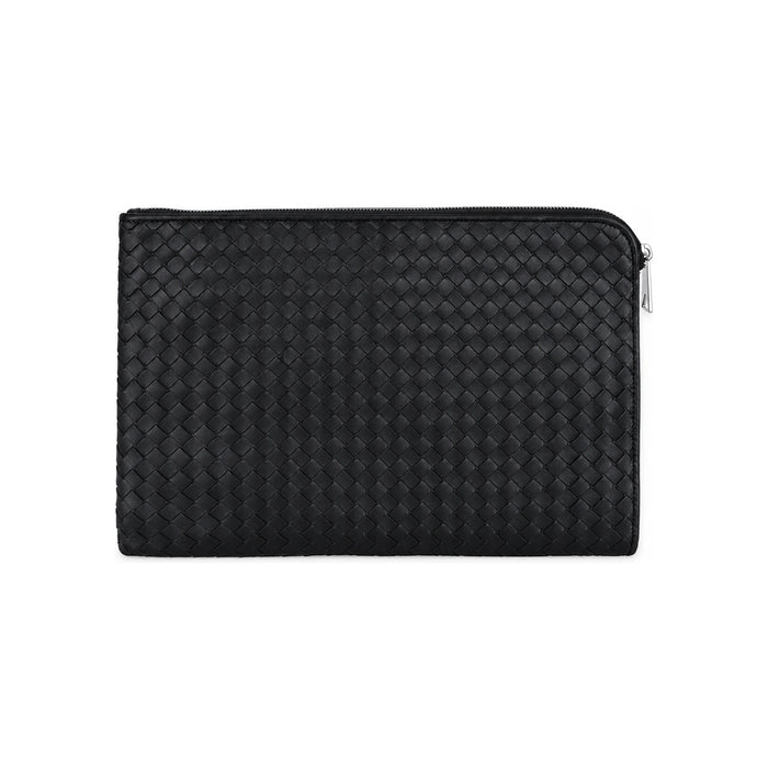 Bottega Veneta Intrecciato Leather Document Clutch Bag Black