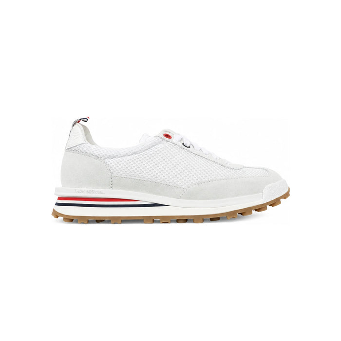THOM BROWNE Tricolor Tab Fine Kid Tech Runner Sneakers Women White
