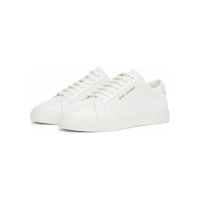 Saint Laurent Andy Low-Top Leather Sneakers White