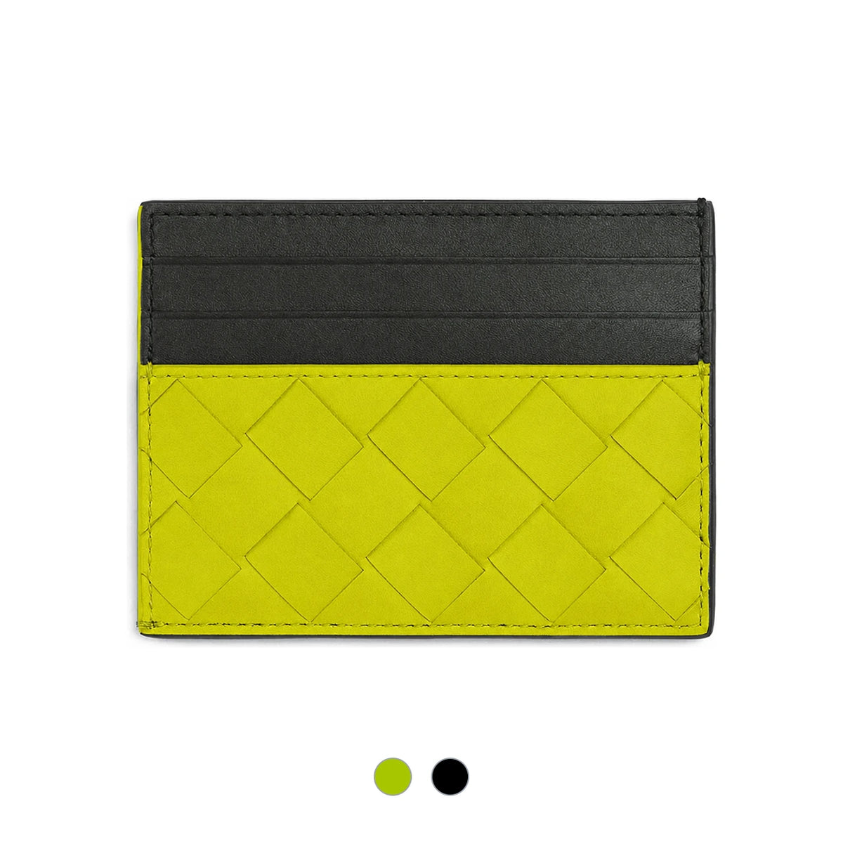 Bottega Veneta Intrecciato Two-Tone Leather Card Holder