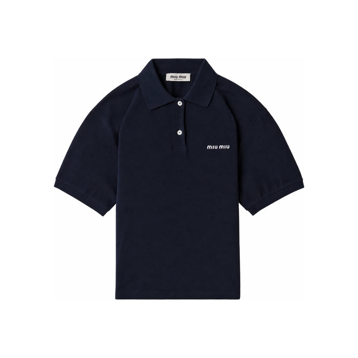 Miu Miu Logo Women’s Short-Sleeve Polo T-Shirt Black Cotton