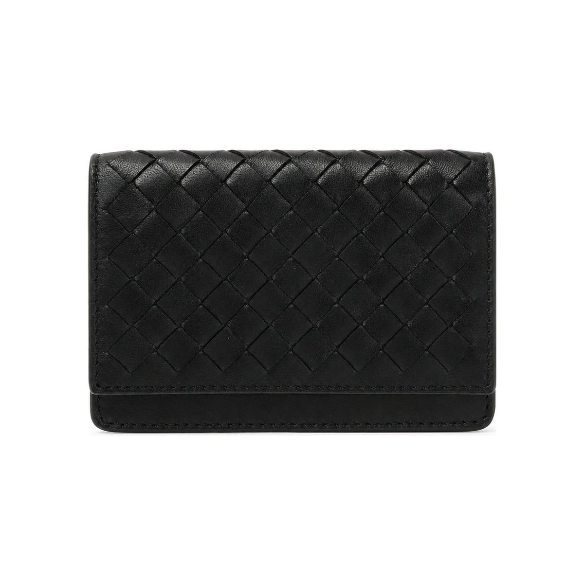 Bottega Veneta Intrecciato Leather Card Holder Black Unisex
