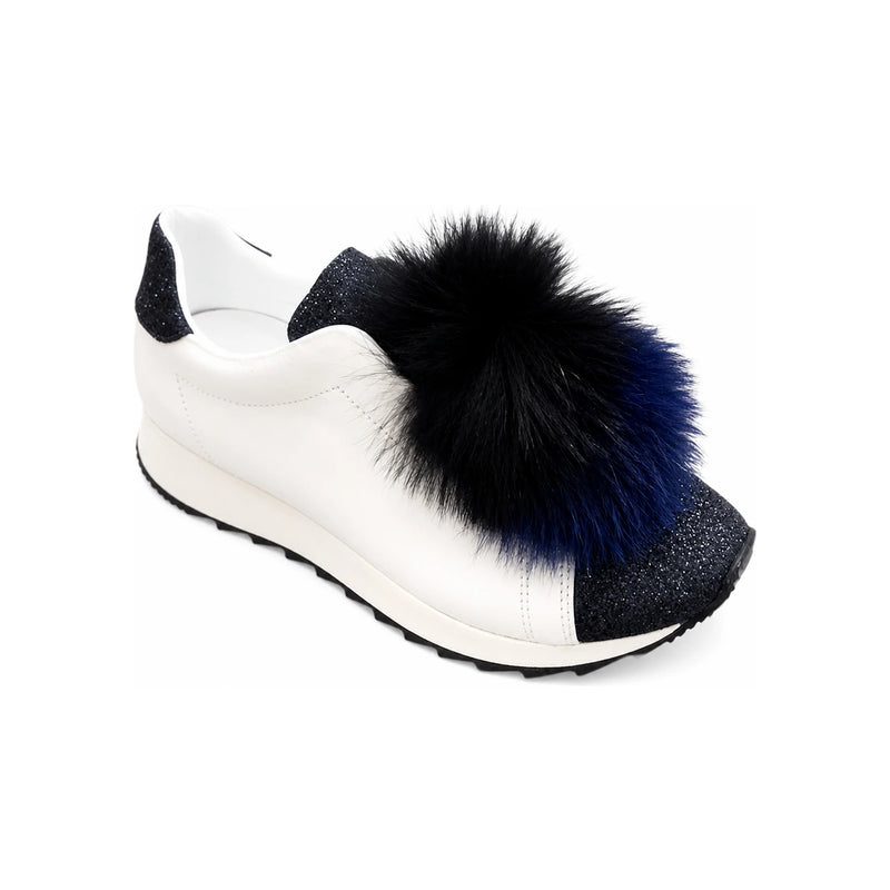 joshua sanders Navy Pom Pom Low Top Sneakers
