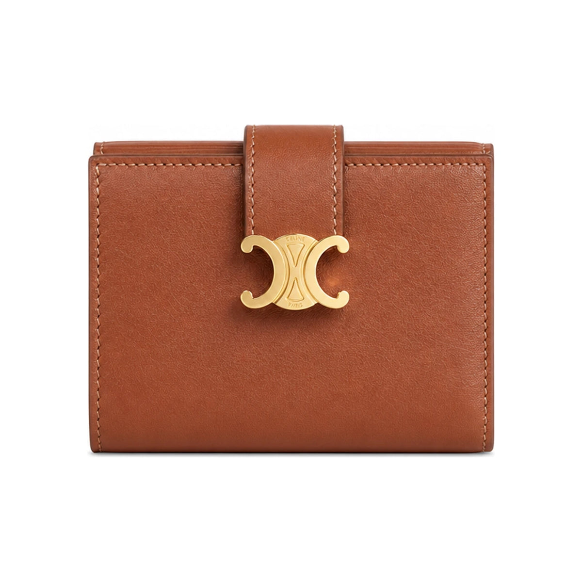 CELINE Fine Strap Wallet Supple Grained Calfskin Citrus Card Holder