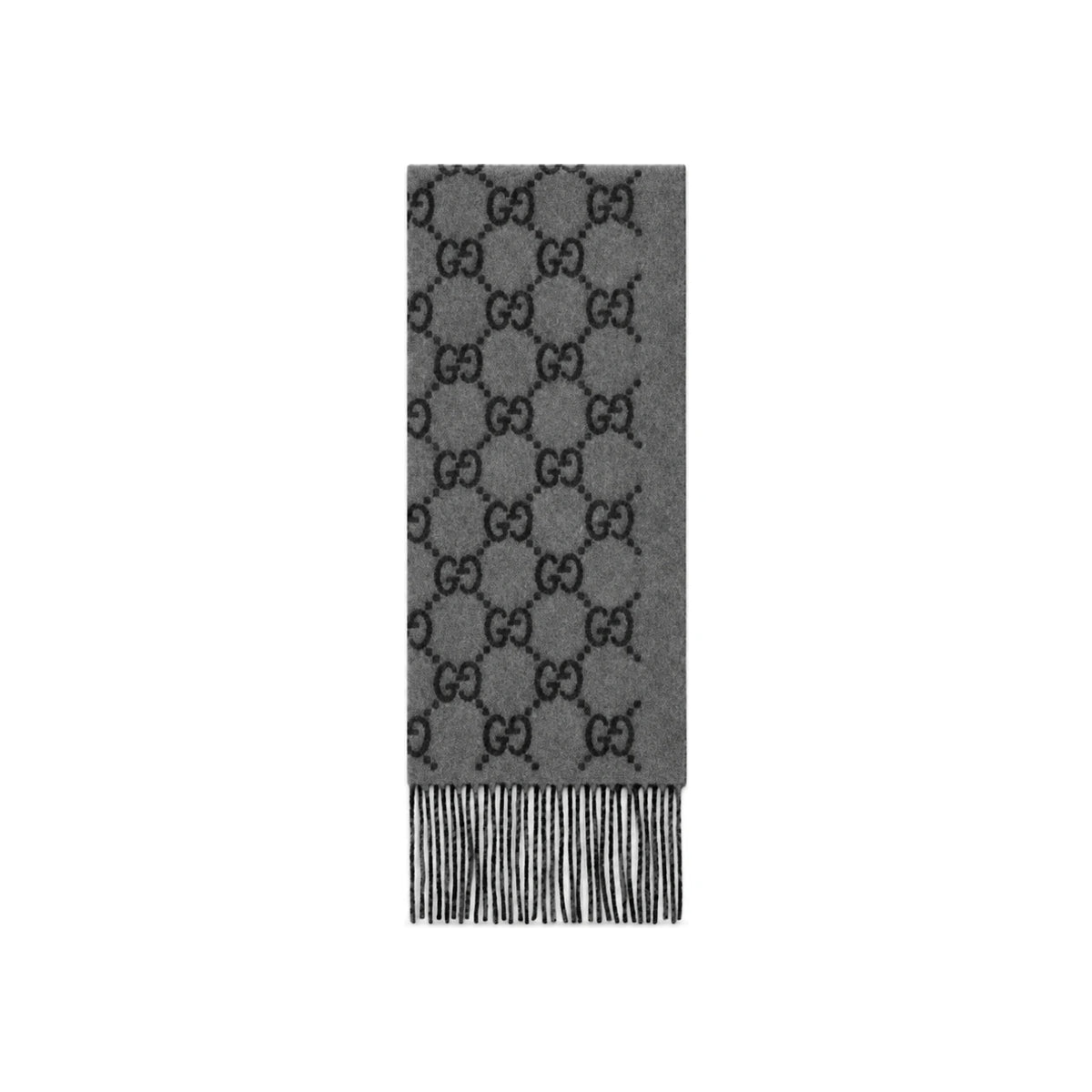 GUCCI GG Logo Cashmere Unisex Scarf Gray