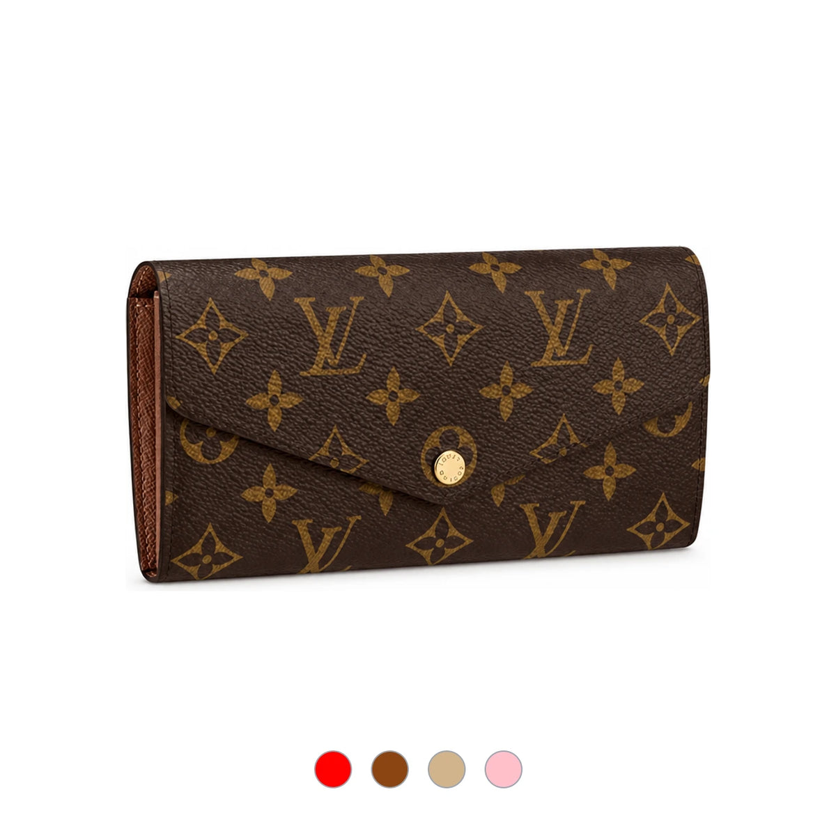 Louis Vuitton Monogram Sarah Wallet Brown Rose Long Card Wallet