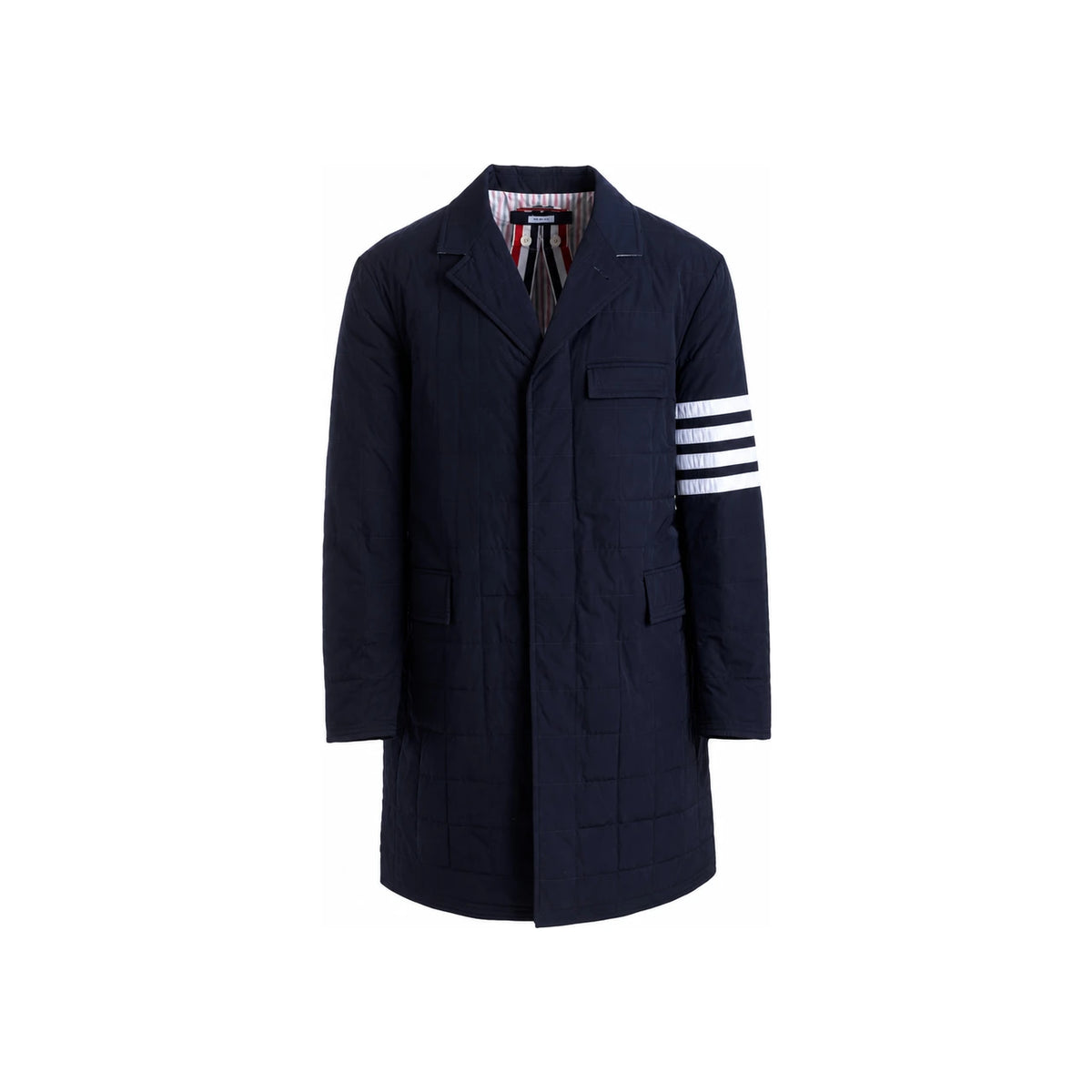 THOM BROWNE Navy Diagonal Armband Padded Coat MOD066X 07259 415