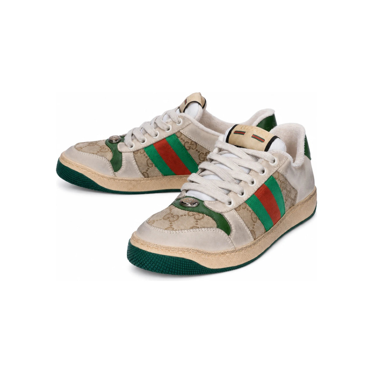 GUCCI Screener Women’s Leather Low-Top Sneakers White