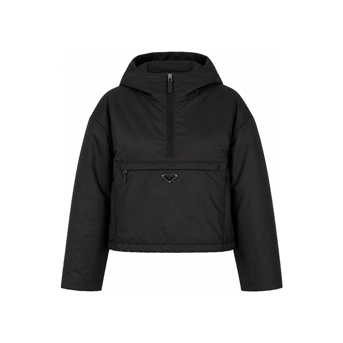 PRADA Womens Re-Nylon Hooded Bomber Jacket Black